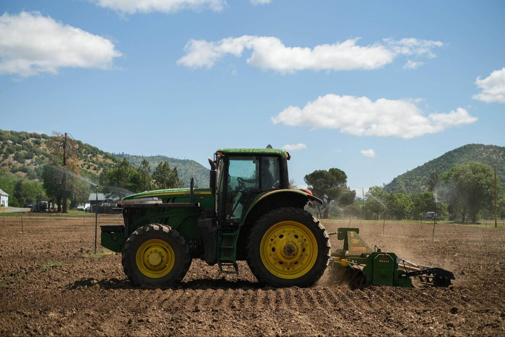 Tractor prepping beds in Rogue Valley Hemp Field