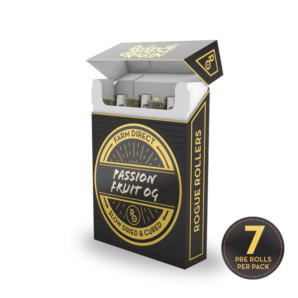 Passion Fruit OG Rogue Rollers 7 pack CBD hemp preroll box