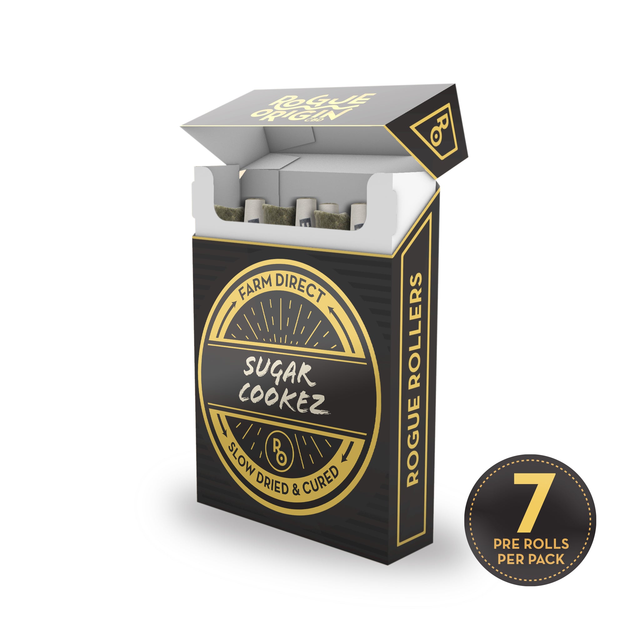 Sugar Cookez Rogue Rollers 7 pack CBD hemp preroll box