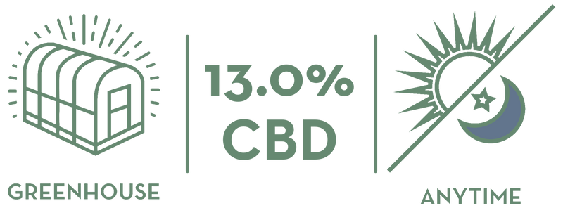 Lab analysis summary for this harvest, 13.0 percent CBD
